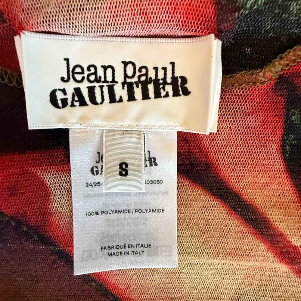 Jean Paul Gaultier Red Rose Mesh Maxi Dress Long Sleeve Italy Size S - Excellent - Picture 4 of 9